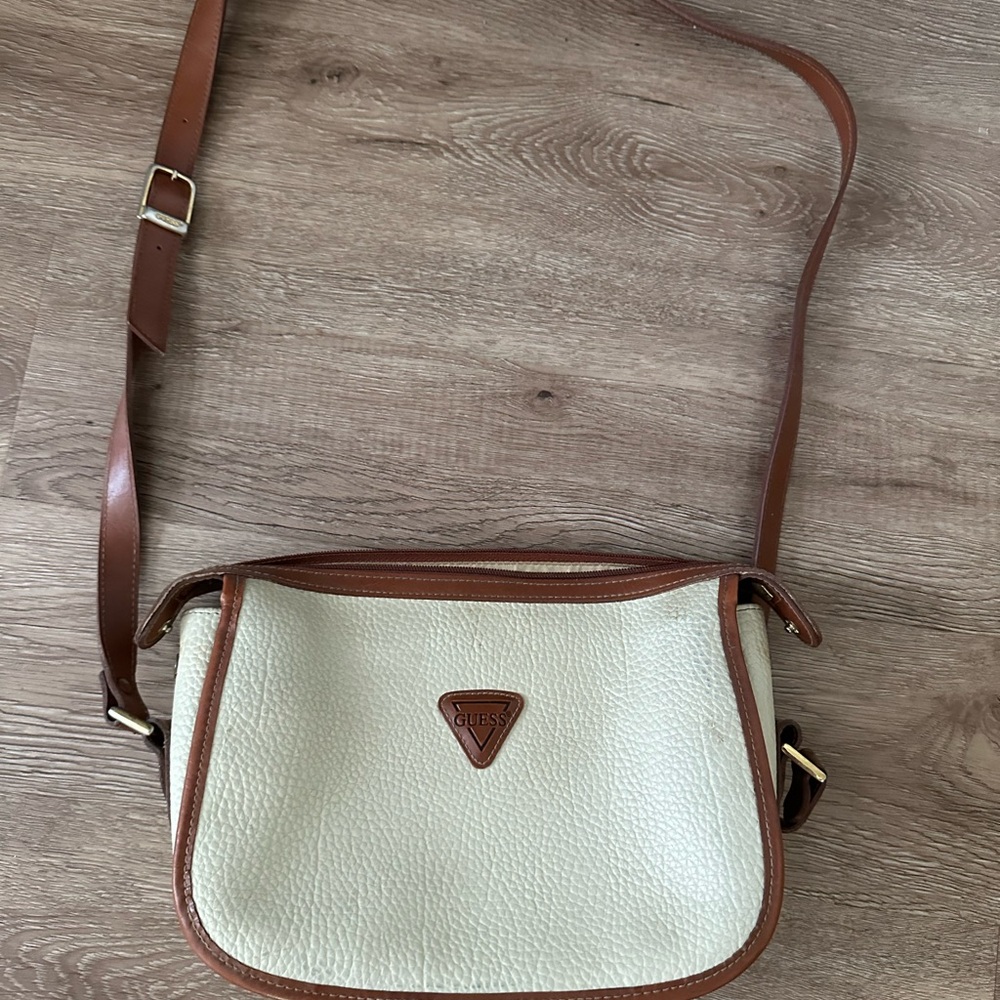Guess Tan and Cream Crossbody Bag